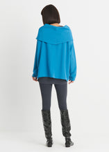 Load image into Gallery viewer, Stylish cowl neck blouse available in black or lake colors.Women's clothing Long Island, Woodbury, Greenvale, New York. High-end women's fashion Long Island Designer clothing Woodbury NY Luxury women's clothing Greenvale Fashion boutiques on Long Island Women's designer fashion stores Woodbury NY fashion boutiques