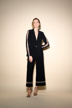 Load image into Gallery viewer, Joseph Ribkoff blazer, chainmail-like mesh panelling on its sleeves, from shoulder to cuff. Designer blouse, Workwear, petite blouse, Plus size blouse, Textured blouse, Modern blouse, Stylish blouse, NY, Pleather Trim Top Long Island Mieka Fashion Long Island Women's Clothing Joseph Ribkoff Long Island Boutique Apparel