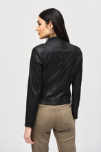 Load image into Gallery viewer, Add some edge to your wardrobe with this chic faux suede jacket, detailed with metallic mesh and an exposed front zipper closure. Pair it with jeans or kick it up a notch with a pair of faux leather pants.