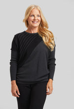 Load image into Gallery viewer, Peace of Cloth blazer 2 tone crew sweater with stones. Long Island, Woodbury, Greenvale, New York. High-end women's fashion Long Island Designer clothing Woodbury NY Luxury women's clothing Greenvale Fashion boutiques on Long Island Women's designer fashion stores Woodbury NY fashion. Designer Boutique