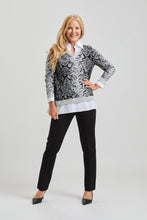 Load image into Gallery viewer, Lovely patterned v neck sweater.Women's clothing Long Island, Woodbury, Greenvale, New York. High-end women's fashion Long Island Designer clothing Woodbury NY Luxury women's clothing Greenvale Fashion boutiques on Long Island Women's designer fashion stores Woodbury NY fashion boutiques