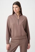 Load image into Gallery viewer, Scuba Jersey Boxy Sweatshirt With High Collar and Front Zipper