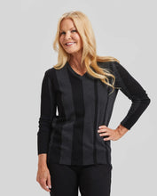 Load image into Gallery viewer, Peace of Cloth blazer 2 tone v-neck sweater with stones. Long Island, Woodbury, Greenvale, New York. High-end women's fashion Long Island Designer clothing Woodbury NY Luxury women's clothing Greenvale Fashion boutiques on Long Island Women's designer fashion stores Woodbury NY fashion. Designer Boutique