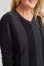 Load image into Gallery viewer, Peace of Cloth blazer 2 tone v-neck sweater with stones. Long Island, Woodbury, Greenvale, New York. High-end women's fashion Long Island Designer clothing Woodbury NY Luxury women's clothing Greenvale Fashion boutiques on Long Island Women's designer fashion stores Woodbury NY fashion. Designer Boutique