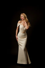 Load image into Gallery viewer, Off-the-Shoulder Silk/Brocade Gown