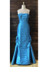 Load image into Gallery viewer, Mother of the Bride Groom Long Island New York Hand Tucked Ladder Pleated Slim Strapless Gown - Mieka Boutique