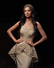 Load image into Gallery viewer, Mother of the Bride Groom Long Island New York Faille Basketweave Peplum Gown - Mieka Boutique