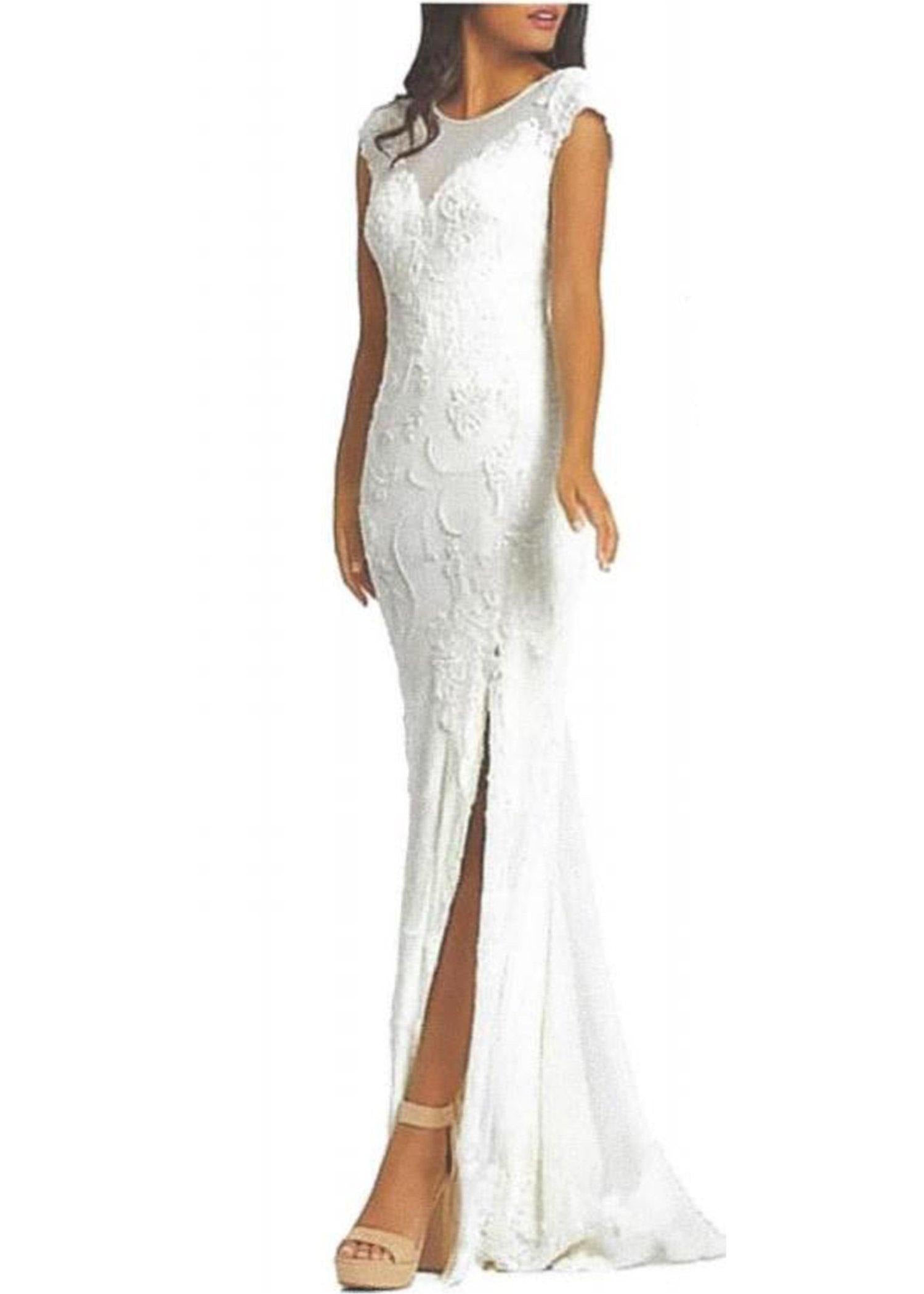 Mother of the Bride Groom Long Island New York Cap Sleeve Beaded, Lace & Net Gown - Mieka Boutique