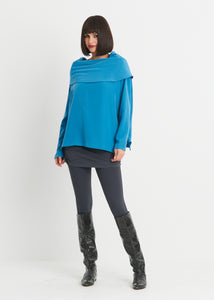 Stylish cowl neck blouse available in black or lake colors.Women's clothing Long Island, Woodbury, Greenvale, New York. High-end women's fashion Long Island Designer clothing Woodbury NY Luxury women's clothing Greenvale Fashion boutiques on Long Island Women's designer fashion stores Woodbury NY fashion boutiques