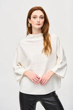 Load image into Gallery viewer, With a luxurious sweater knit fabric, cozy mock neck, and elegant bell sleeves, this pullover is guaranteed to create an exceptional look all while keeping you delightfully warm. Subtle stitching and JR metallic trim add to its charm.
