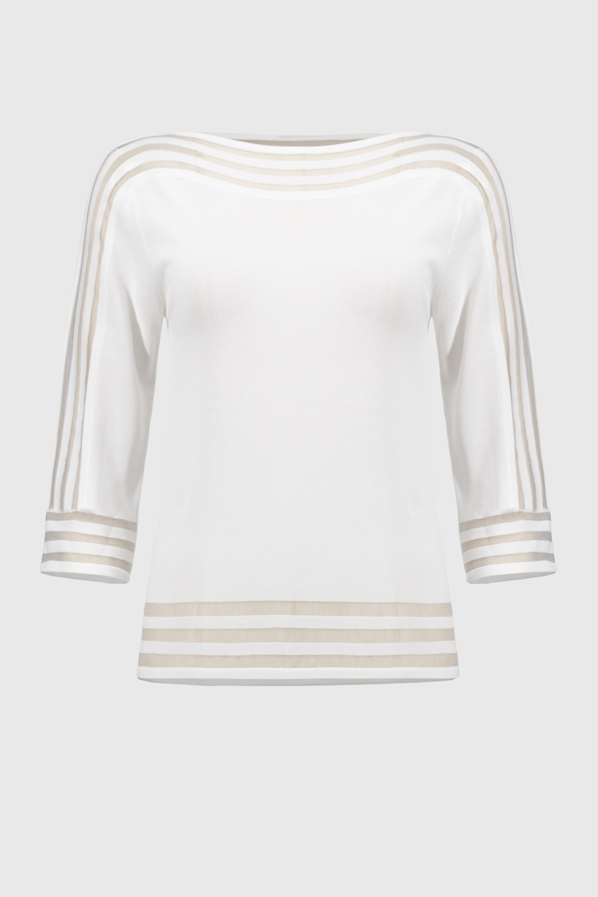 Sweater Knit Pullover with Mesh Stripe Detail – Mieka Boutique