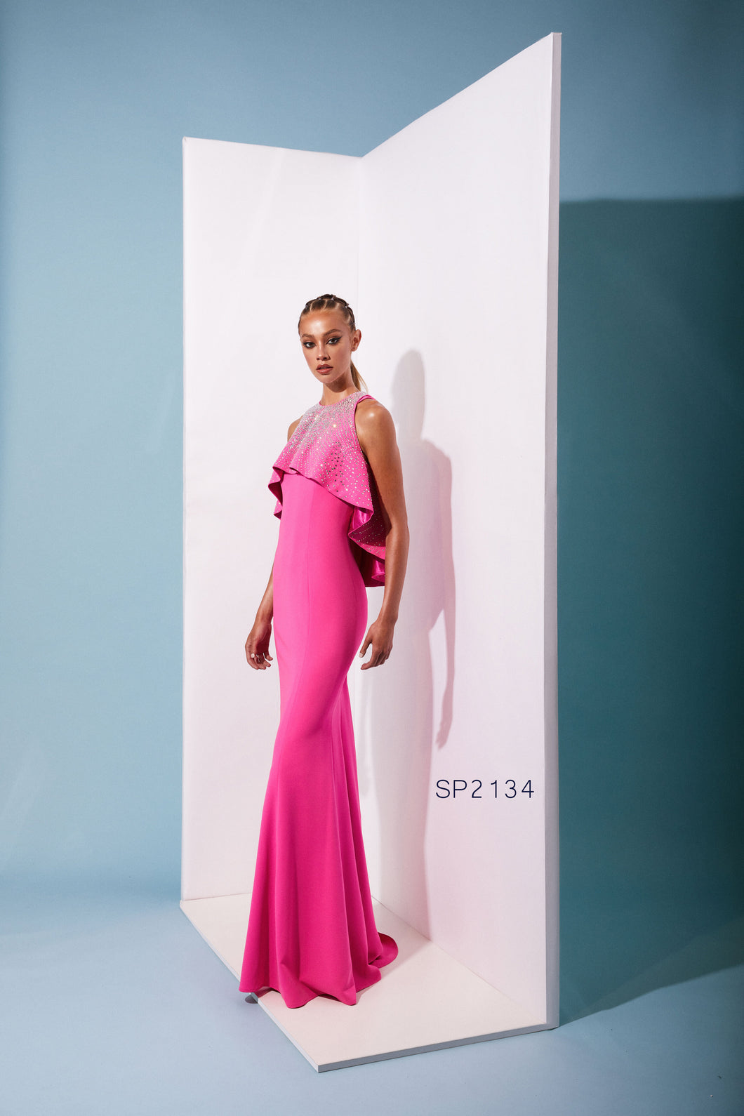 Sparkle Cape Halter Gown Mieka Boutique Sparkle Cape Halter Gown Mieka Boutique