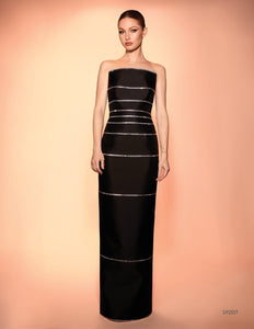 Strapless Hematite Lines Long Dress Mieka Boutique Strapless Hematite Lines Long Dress Mieka Boutique