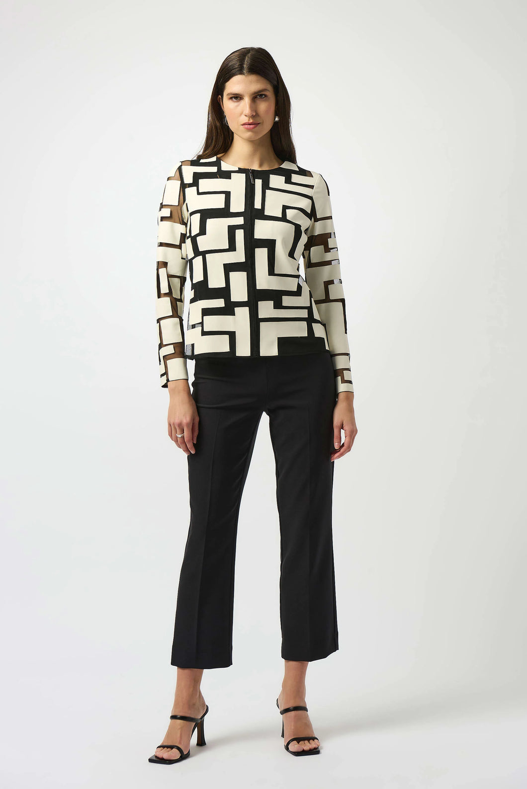 Mesh and laser-cut leatherette come together to create a unique jacket that's bold and fresh. Crafted with a crew neckline and a zip-front closure, this quintessential JR piece is destined to be your outfit's main attraction.