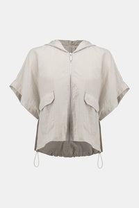 The definition of sporty chic, this Joseph Ribkoff hooded nylon jacket adds a trendy edge to your look. Featuring unexpected short dolman sleeves, front flap pockets, and a front zipper closure, it’s designed with a pleated back hem for added flair. An adjustable bungee cord lets you customize the relaxed fit to your liking.