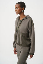 Load image into Gallery viewer, Scuba Jersey And Satin Hooded Boxy Jacket
