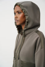 Load image into Gallery viewer, Scuba Jersey And Satin Hooded Boxy Jacket
