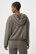 Load image into Gallery viewer, Scuba Jersey And Satin Hooded Boxy Jacket

