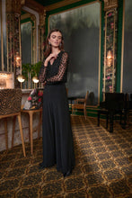 Load image into Gallery viewer, Signature | Silky Knit and Sheer Novelty Wide Leg Jumpsuit
