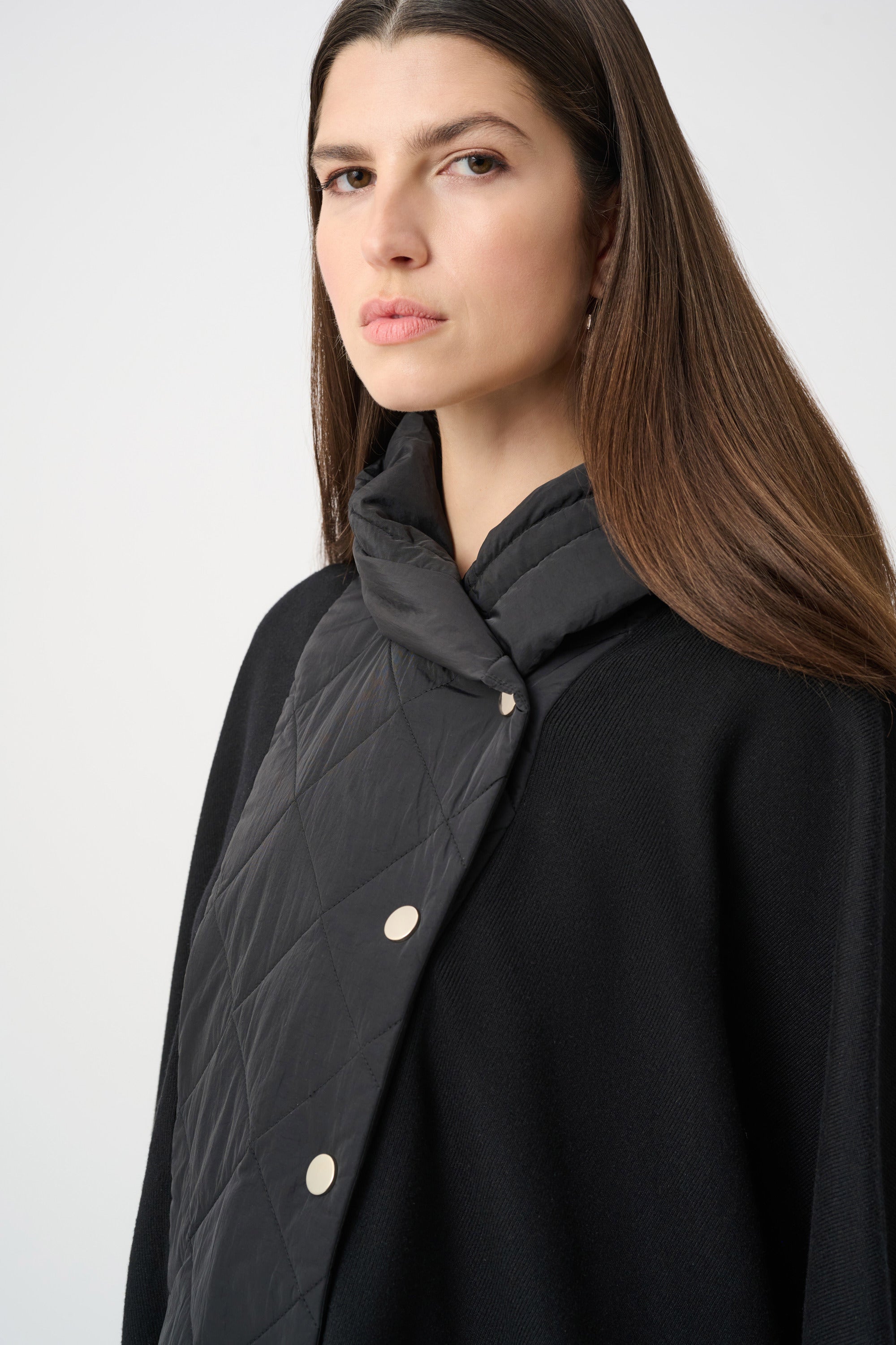 Sweater Knit Quilted Poncho Jacket