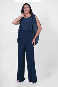 Blouson split midnight sleeveless jumpsuit - rhine shoulders 100% polyester