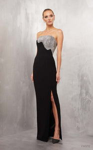Stunning Lucian Matis Dripping Jeweled Strapless Gown Long Dress