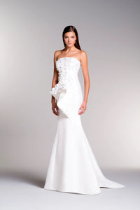 Beautiful John Paul Ataker Flower Detailed Long White Gown Dress