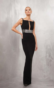 Stunning Lucian Matis Beaded Waist and Beaded Shoulder Straps Gown Long Dress