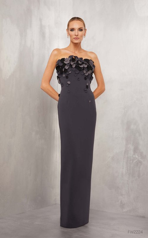 Stunning Lucian Matis Strapless Petals Long Dress Gown