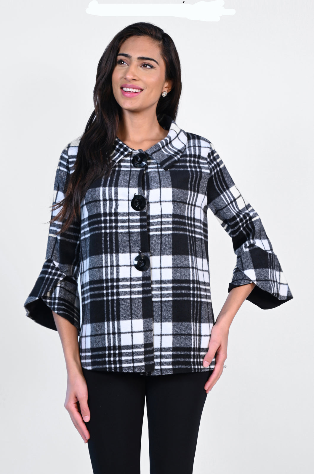 Black and white plaid jacket   100% polyester