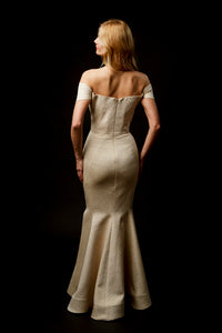 Off-the-Shoulder Silk/Brocade Gown