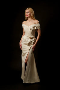 new york evening dresses Olga Banartsev Off-the-Shoulder Trumped Gown – Mieka Boutique