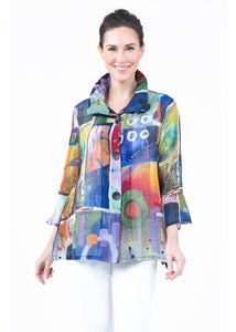 Abstract Water Color 3 Button Jacket - Mieka Boutique