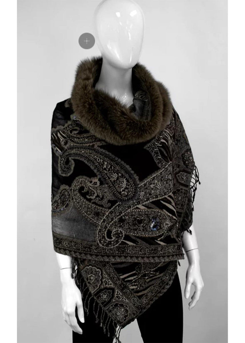Paisley Wrap with Fox Trim – Mieka Boutique