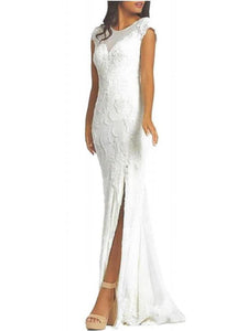 Mother of the Bride Groom Long Island New York Cap Sleeve Beaded, Lace & Net Gown - Mieka Boutique